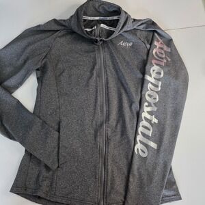 Aeropostale Sport Womens Gray Full Zip Hoodie Jacket Long Sleeve Thumbholes Med